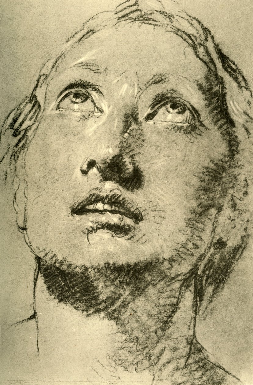 हेड ऑफ़ ए यंग वुमन, अप लुकिंग, c1755, 1928 द्वारा जियोवन्ती बतिस्ता टाईपोलो