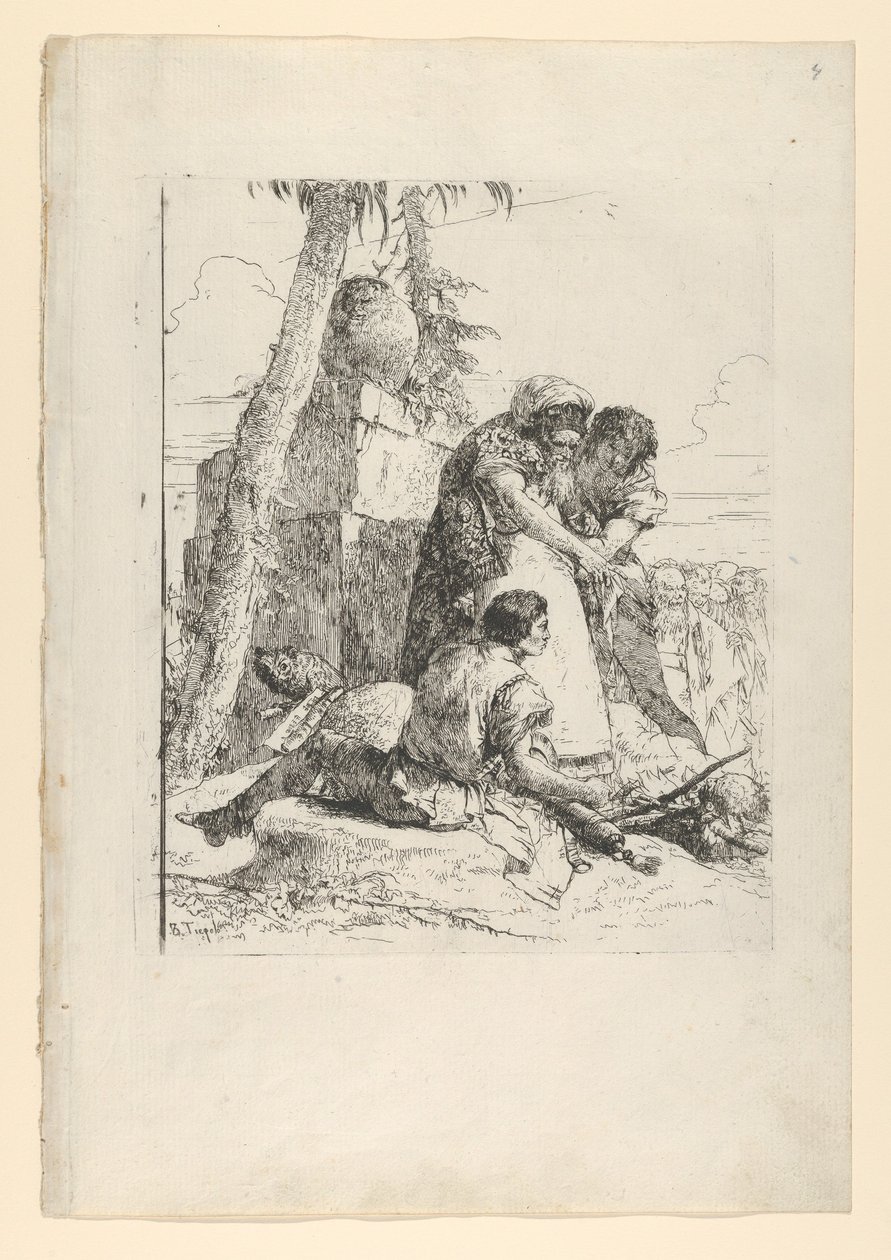 जादूगर, शेर्ज़ी से दो युवकों के जलते हुए सिर की ओर इशारा करते हुए, सीए। 1743-50। द्वारा जियोवन्ती बतिस्ता टाईपोलो