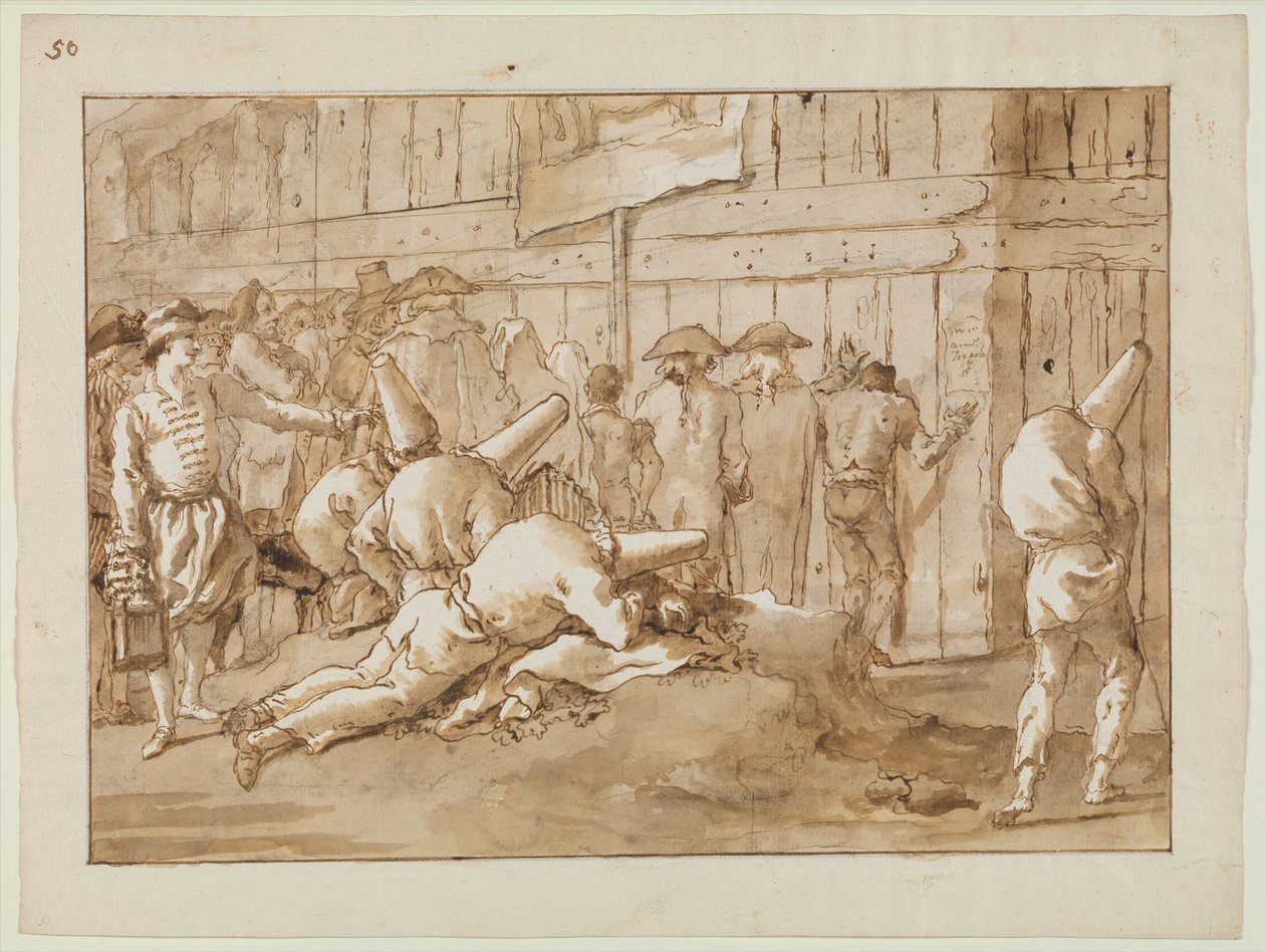पंचिनलोस आउटसाइड ए सर्कस, c.1800 द्वारा जियोवन्ती बतिस्ता टाईपोलो