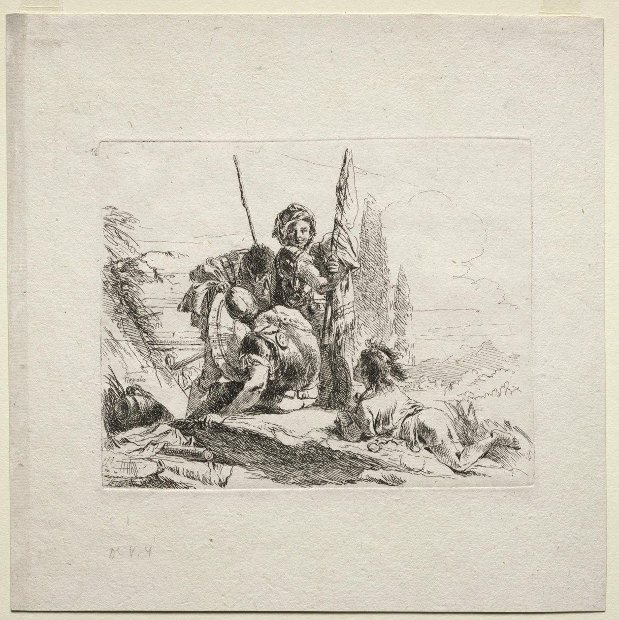 विभिन्न क्षमताएँ: तीन सैनिक और लड़का, 1785। द्वारा जियोवन्ती बतिस्ता टाईपोलो