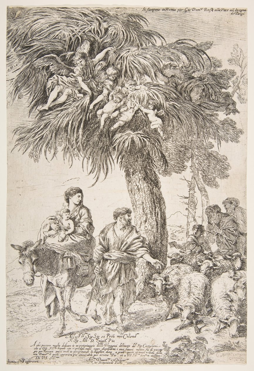 मिस्र में अपनी उड़ान पर पवित्र परिवार, ca. 1647। द्वारा जियोवन्नी बेनेडेटो कैस्टिग्लियोन