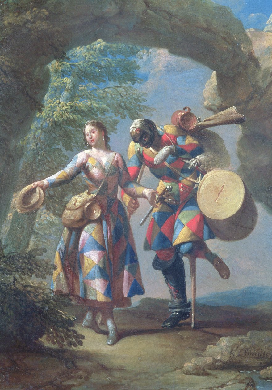 युद्ध से लौटे एक हर्लेक्विन, c.1742 द्वारा जियोवन्नी डोमेनिको फेरेटी