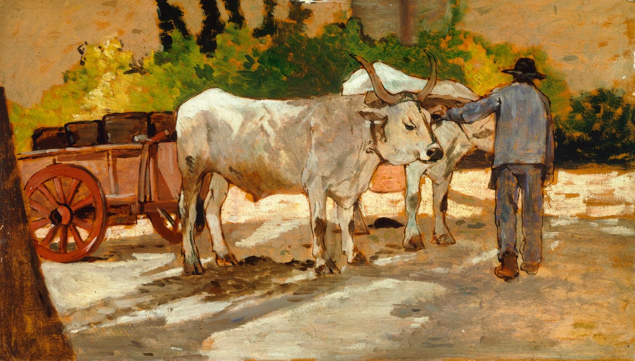 गियोवन्नी फतोरी (1825-1908) द्वारा यार्ड में बैल द्वारा जियोवन्नी फत्तोरी