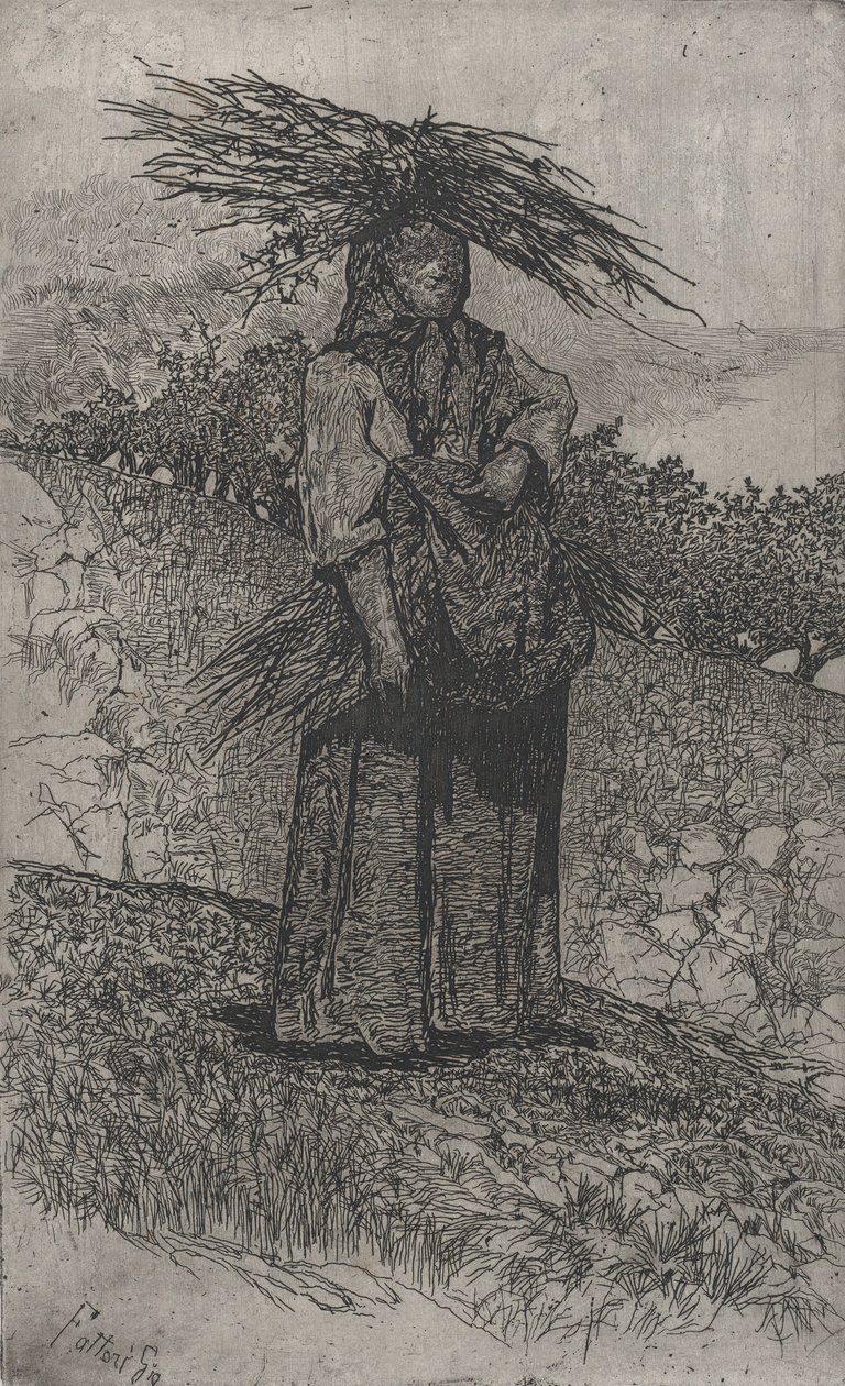 लाठी इकट्ठा करती किसान महिला, 1884-1908। द्वारा जियोवन्नी फत्तोरी