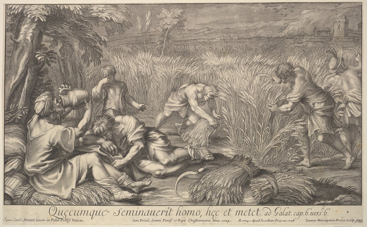 अनाज के काटने वाले, 1704। द्वारा जियोवानी गिरोलामो फ़्रीज़ा