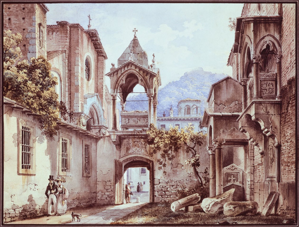 वेरोना में सैन जियोर्जेटो का आंगन, जियोवानी मिग्लिआरा (1785-1837) द्वारा जियोवन्नी मिग्लियारा
