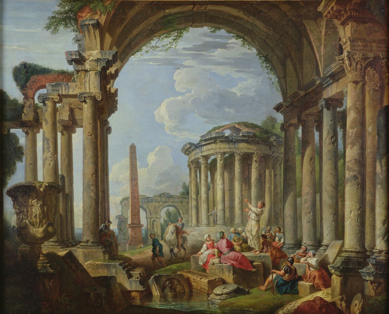 प्राचीन खंडहरों में उपदेश, c.1740-50 द्वारा जियोवन्नी पाओलो पाणिनि