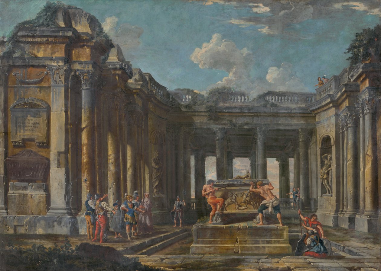 रोमन खंडहर में दृश्य, c.1740 द्वारा जियोवन्नी पाओलो पाणिनि