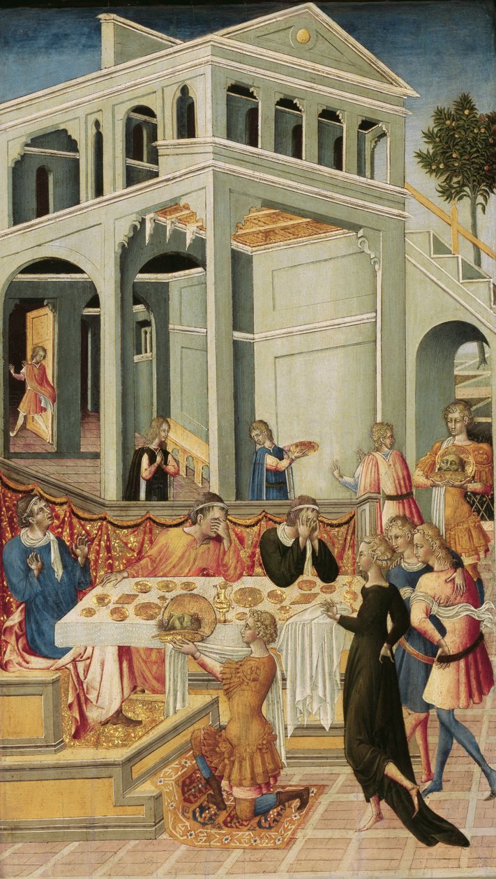 1455-1460 में हेरोदेस से पहले सेंट जॉन द बैपटिस्ट लाया गया द्वारा जियोवानी डि पाओलो