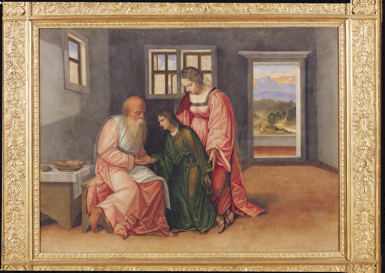 आइजैक ब्लेसिंग जैकब, c.1520 (कैनवास पर तेल पैनल से स्थानांतरित) द्वारा गिरोलामो दा ट्रेविसो II