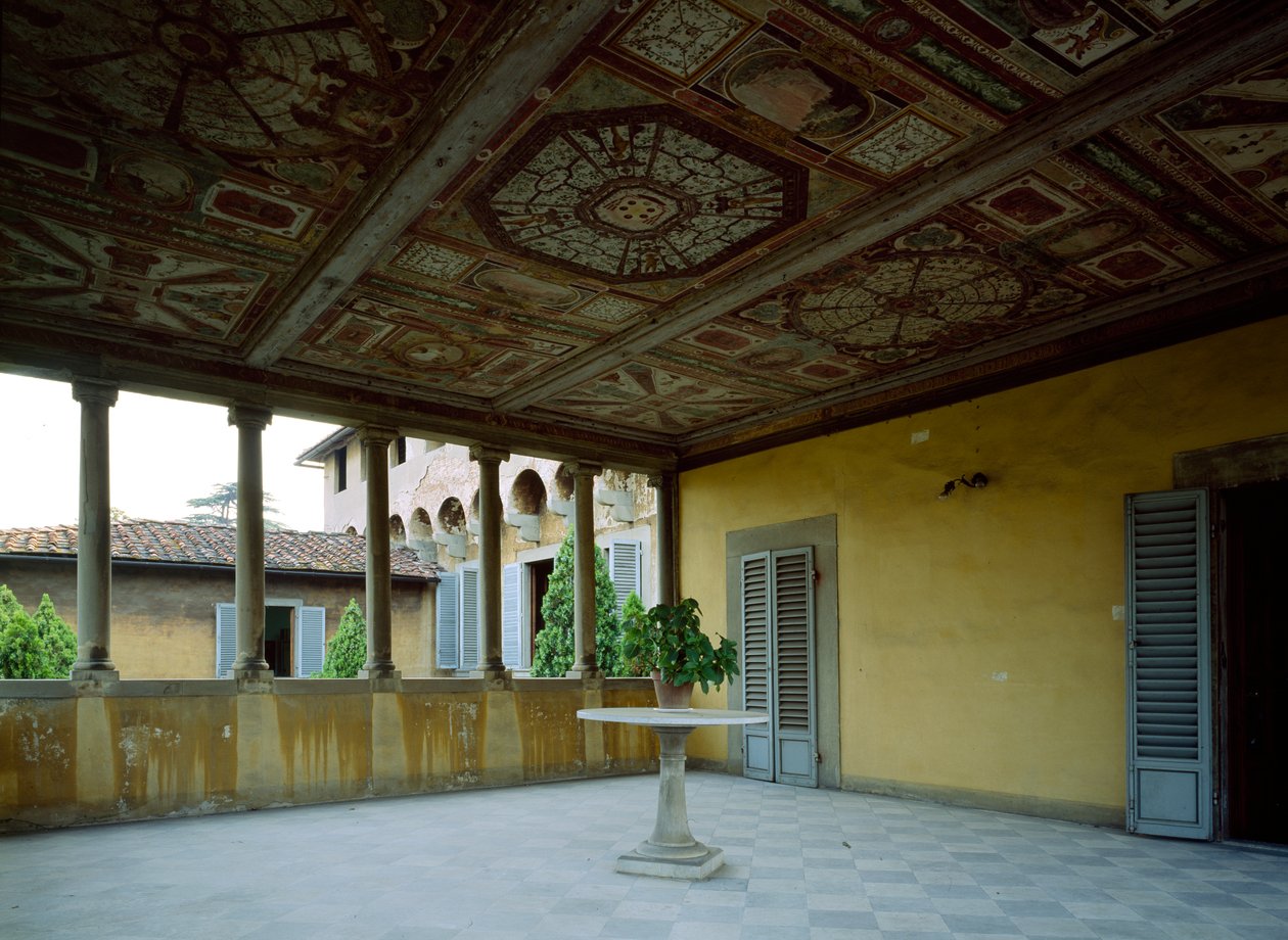 लॉजिया का आंतरिक दृश्य, कैर्गी का विला मेडिसिया द्वारा गिआलिआनो जियाम्बर्ति दा सांगल्लो