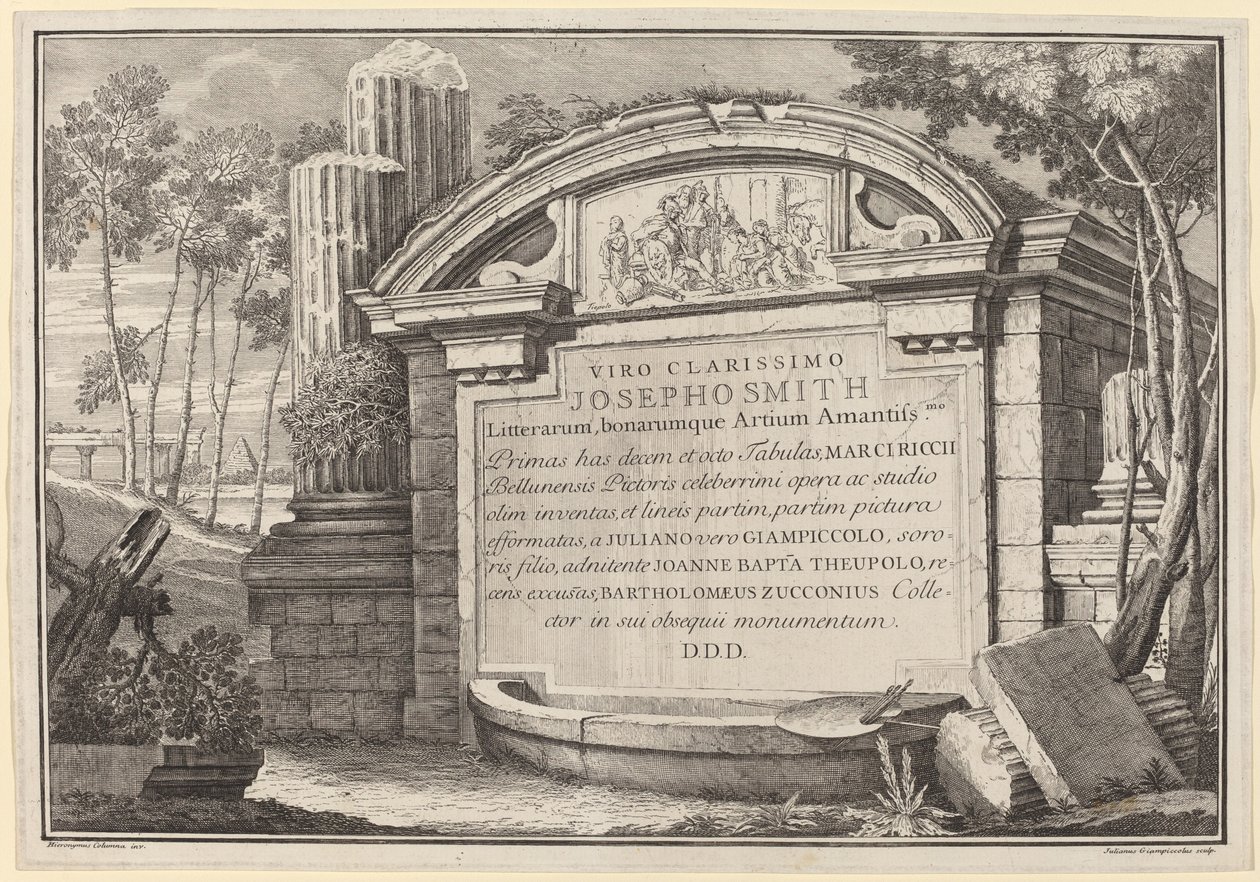 एक परिदृश्य में शास्त्रीय खंडहर: अग्रभाग द्वारा Giuliano Giampiccoli और Giovanni Battista Tiepolo