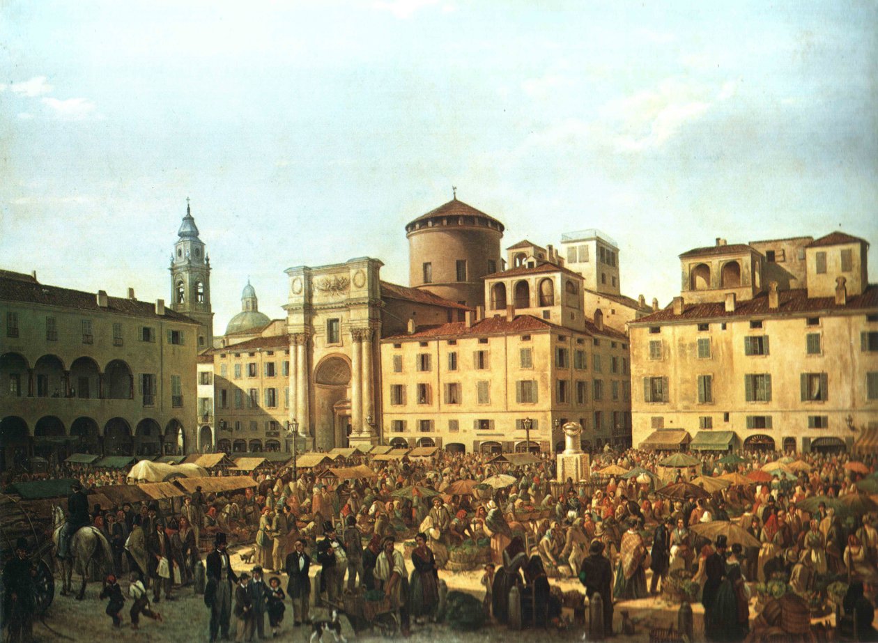 1848 में बाज़ार के दिन पियाज़ा दी परमा द्वारा Giulio Carmignani