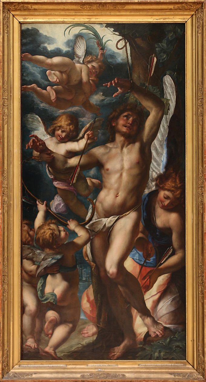 सेंट सेबेस्टियन को स्वर्गदूतों द्वारा बचाया गया द्वारा Giulio Cesare Procaccini