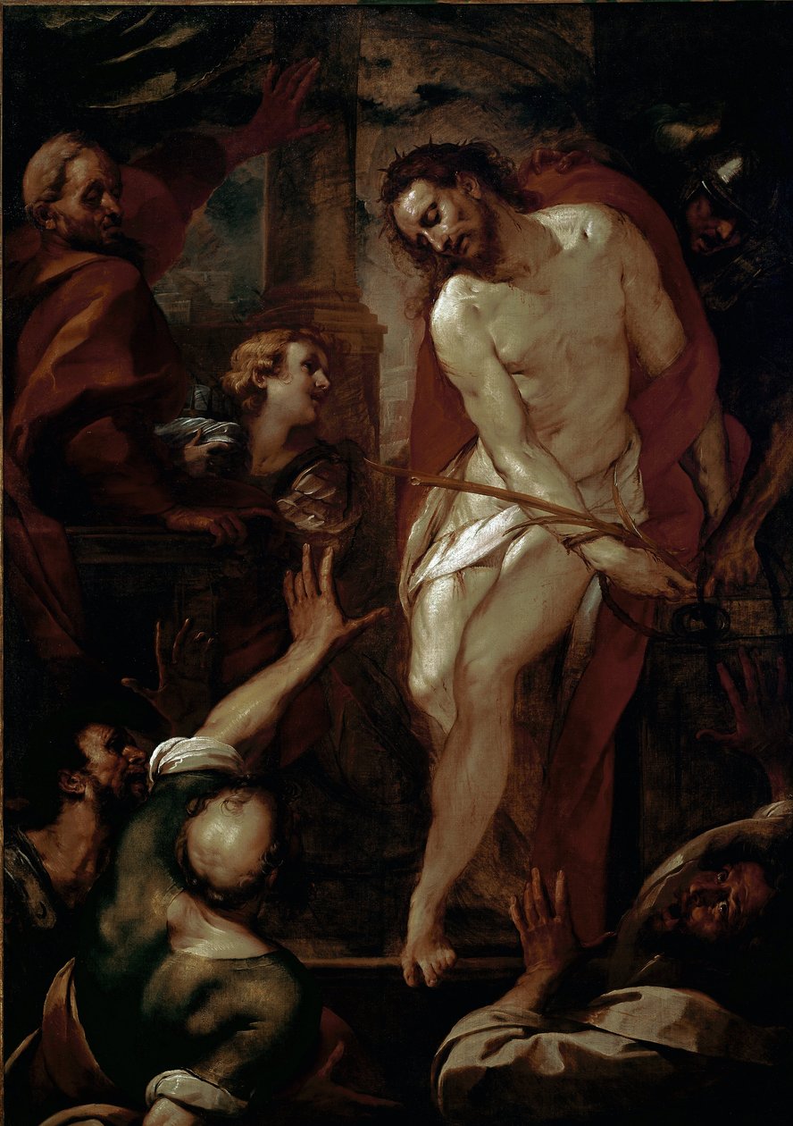 आदमी को निहारना। (तेल के रंगों से केन्वस पर बना चित्र द्वारा Giulio Cesare Procaccini