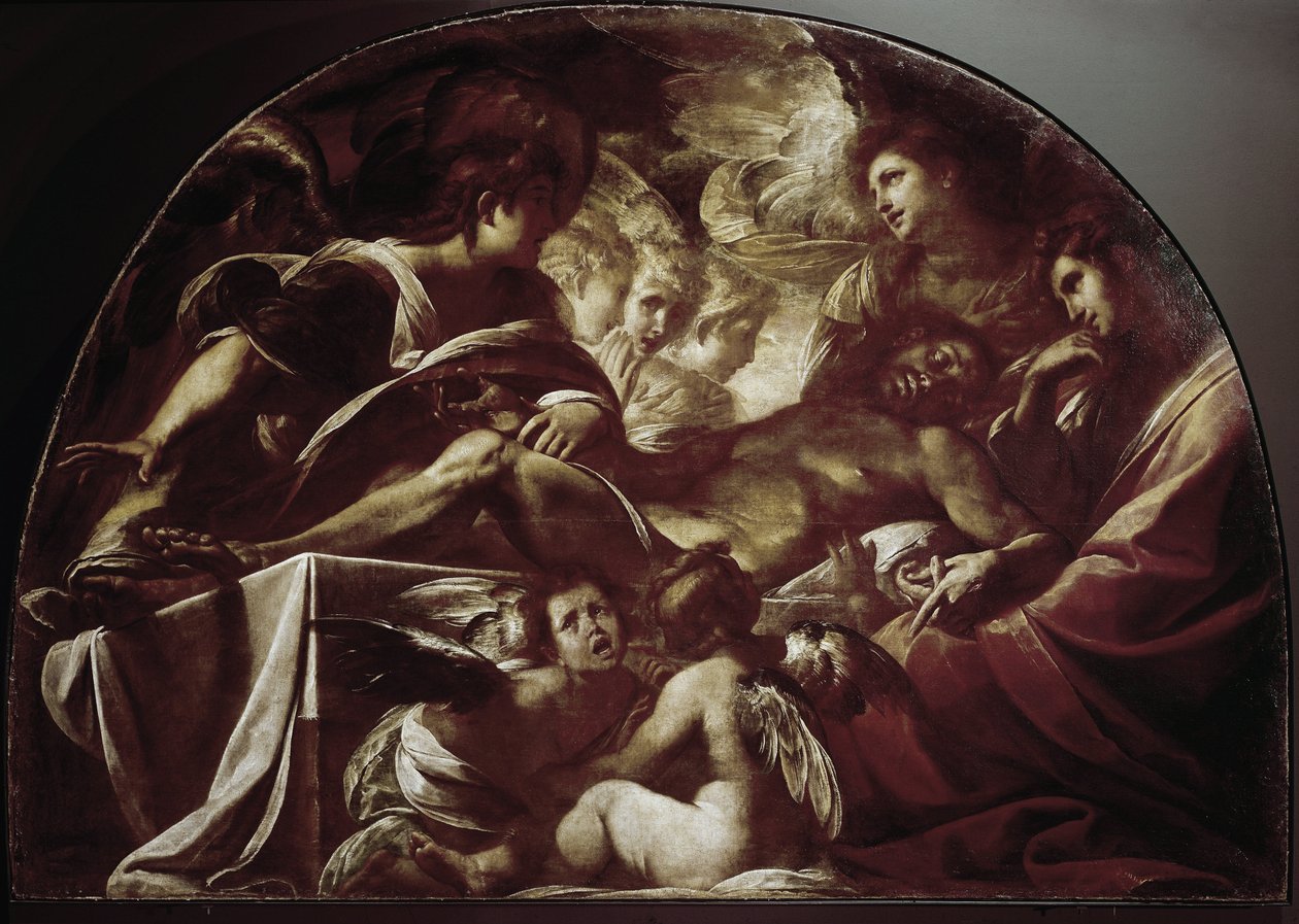 मृत मसीह। (तेल के रंगों से केन्वस पर बना चित्र द्वारा Giulio Cesare Procaccini