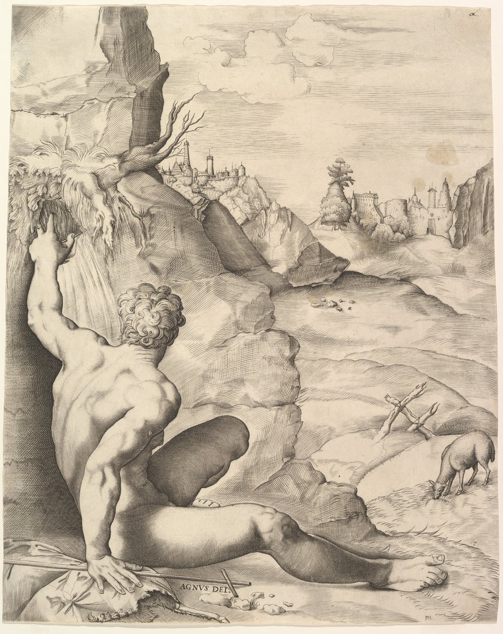 जंगल में जॉन बैपटिस्ट, सीए। 1545-55। द्वारा Giulio Sanuto