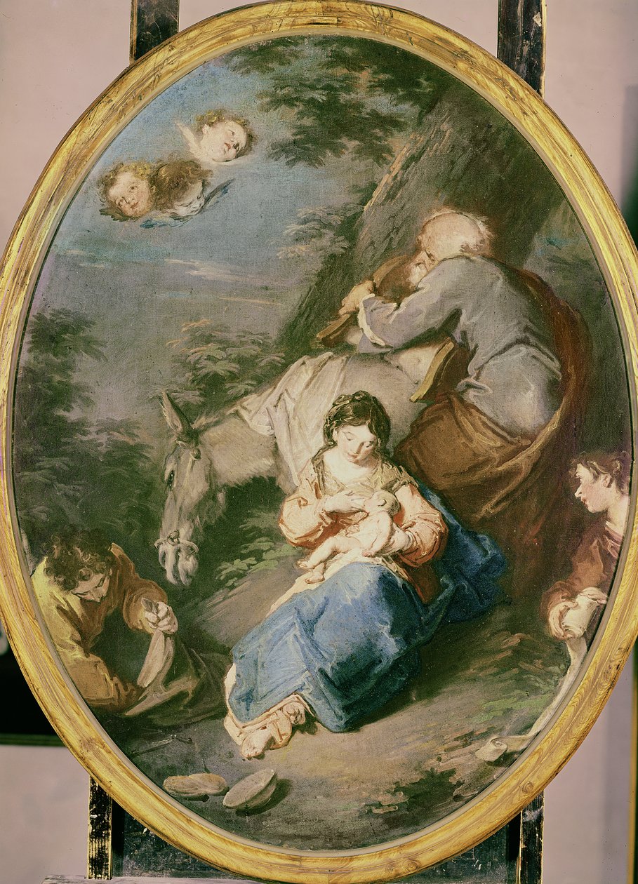 मिस्र के लिए उड़ान के दौरान आराम करें, c.1740s द्वारा ग्यूसेप बाज़ानी