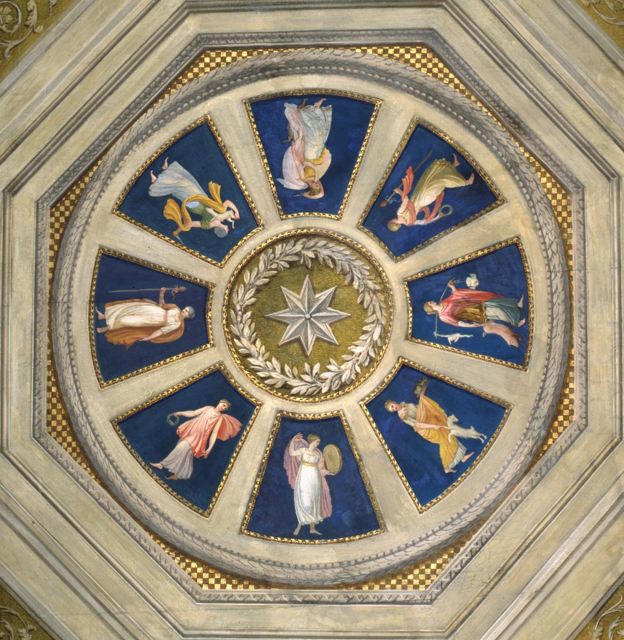 मेनाड सीलिंग पलाज़ो चिगी, रोम में, c.1770s द्वारा Giuseppe Cades