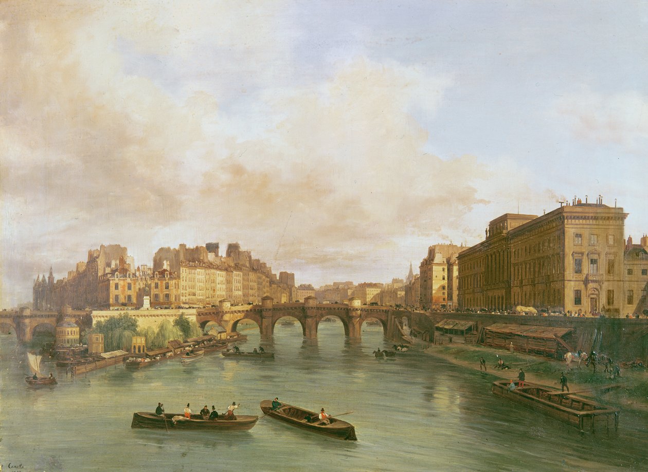द पोंट नूफ़, Cite Island, Paris Mint और Conti Quay, 1832 द्वारा गिउसेप्पे कैनेला