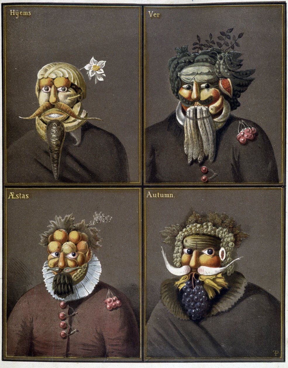 चार मौसम: Giuseppe Arcimboldo के रास्ते में सब्जी वाले पुरुष। द्वारा ग्यूसेप (शैली) आर्किबोल्डो