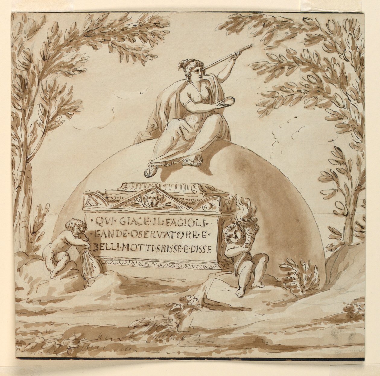 खगोलशास्त्री जियोवन्नी बी. फागियोली के लिए कब्रगाह स्मारक द्वारा Giuseppe Barberi