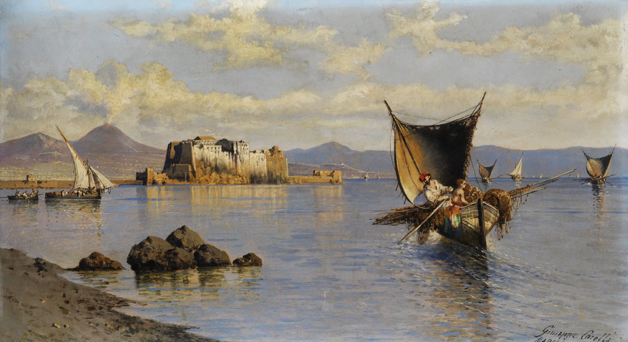 Castel dell'Ovo . के साथ नेपल्स की खाड़ी द्वारा ग्यूसेप केरी
