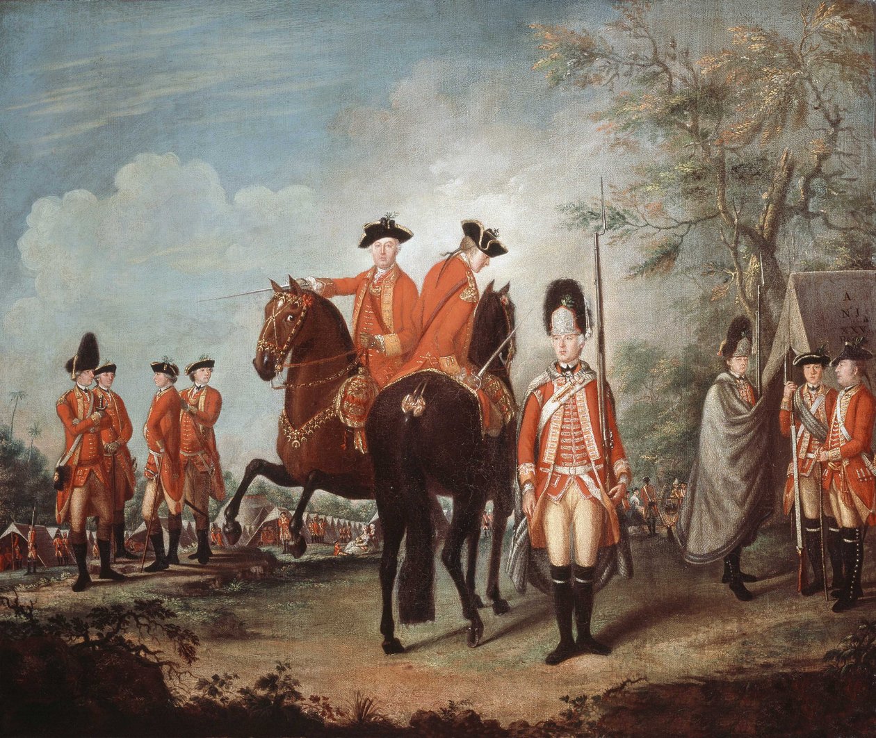 रेजिमेंट के दो घोड़े, फुट की 25वीं रेजिमेंट, मिनोर्का, c.1769 (कैनवास पर तेल) द्वारा ग्यूसेप चेइसा