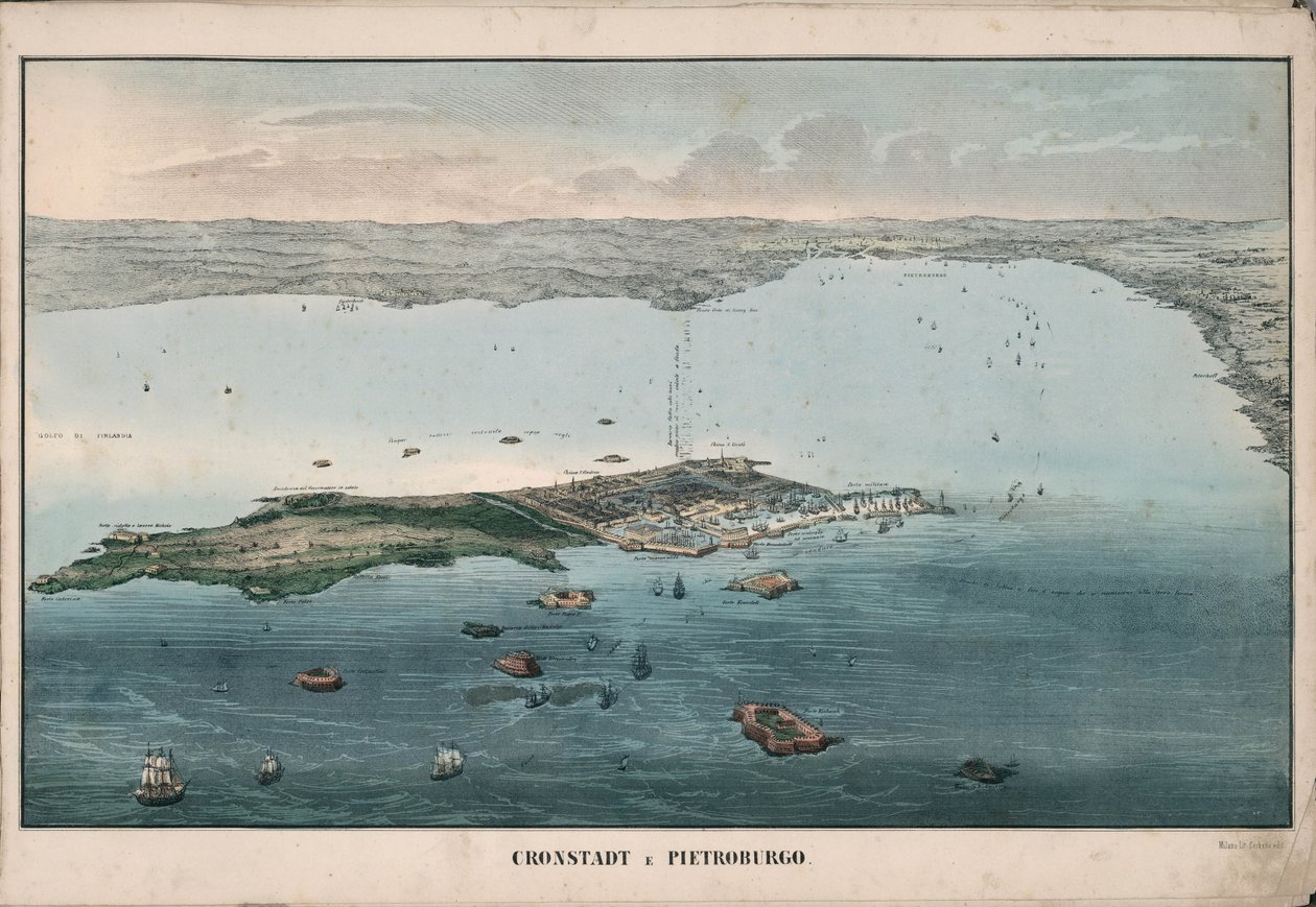 क्रोनस्टाट का विहंगम दृश्य, 1853। द्वारा ग्यूसेप सिवेली