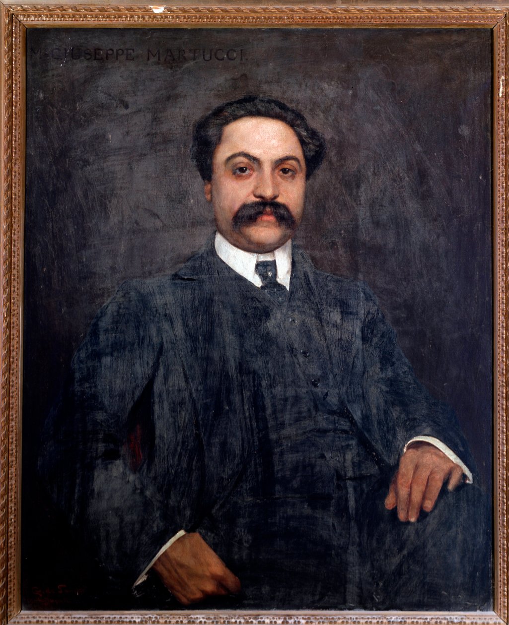 Giuseppe Martucci (1856-1909) का पोर्ट्रेट इतालवी संगीतकार, कंडक्टर, पियानोवादक और शिक्षक Giuseppe de Sanctis द्वारा पेंटिंग (1858-1924) 1904 बोलोग्ना, नागरिक संगीत संग्रहालय द्वारा ग्यूसेप डी सेक्टिस
