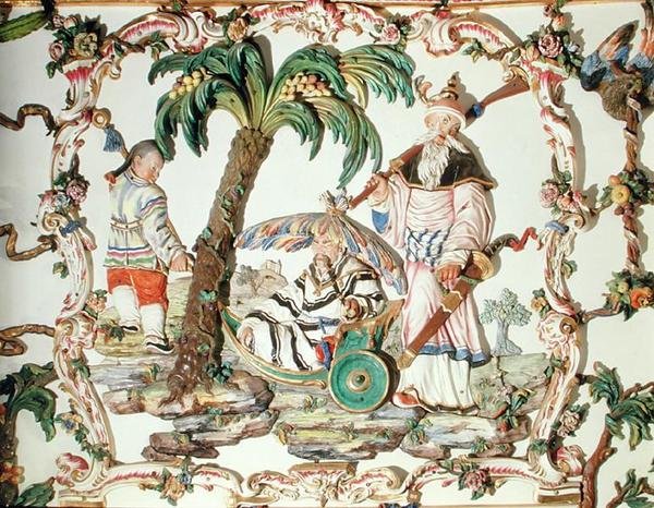 सैलून चिनो (चीनी कक्ष), दीवार का विस्तार, 1769 (चीनी मिट्टी के बरतन) द्वारा ग्यूसेप ग्रेसी
