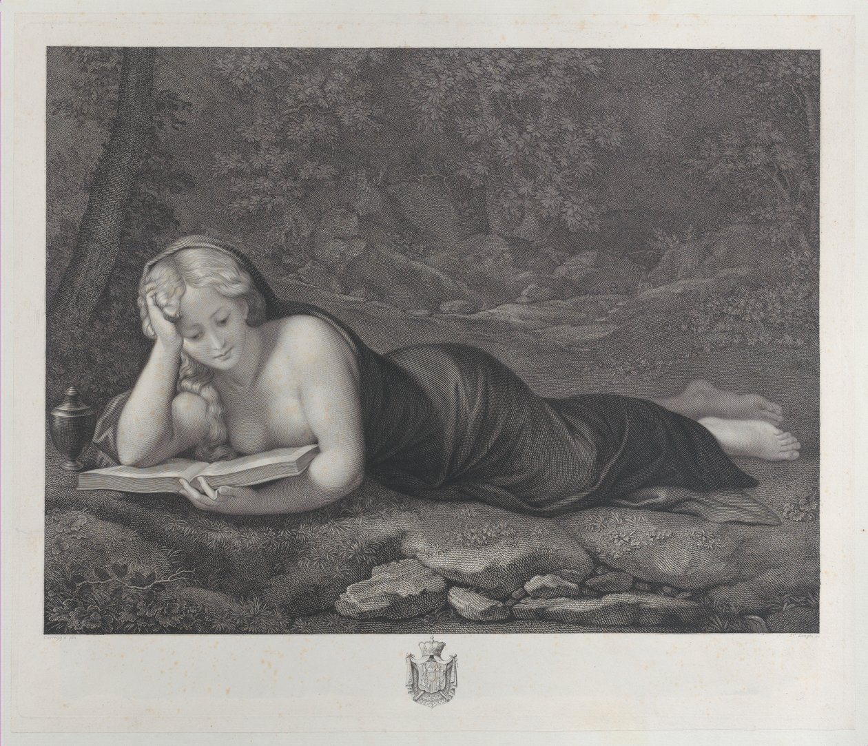 मरियम मगदलीनी रेगिस्तान में तपस्या में, ca. 1810. द्वारा गिउसेप्पे लोंघी
