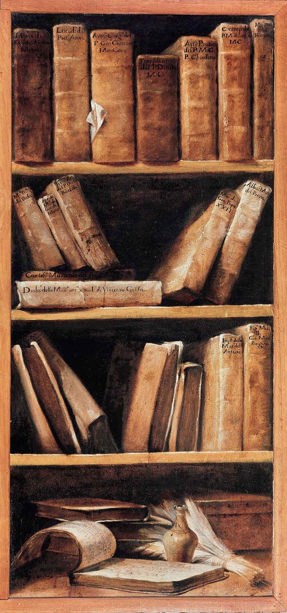 संगीत पुस्तकों के साथ स्टिल लाइफ लाइब्रेरी। Giuseppe Maria Crespi dit lo Spagnolo (द स्पैनियार्ड) द्वारा पेंटिंग (1665-1747) 1715 बोलोग्ना, संगीत संरक्षिका द्वारा ग्यूसेप मारिया क्रिस्पी