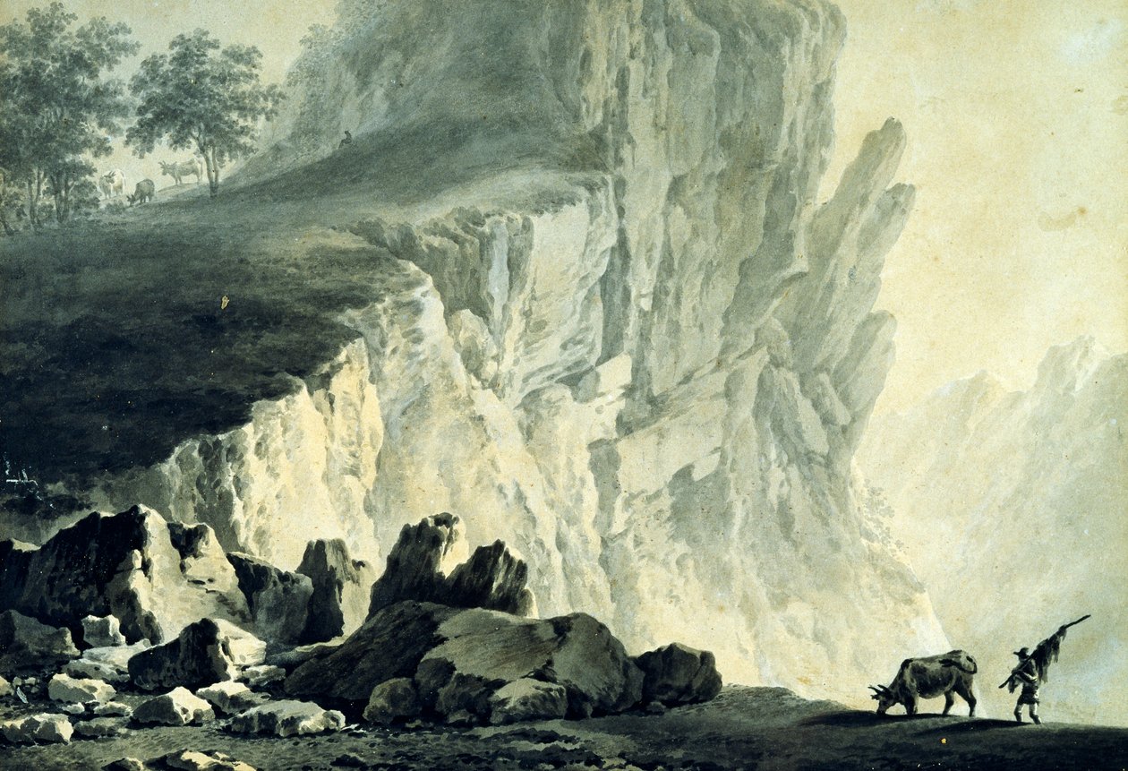 Giuseppe Pietro Bagetti (1764-1831), 24x32 cm . द्वारा माउंटेन लैंडस्केप द्वारा ग्यूसेप पिएत्रो बगेटी
