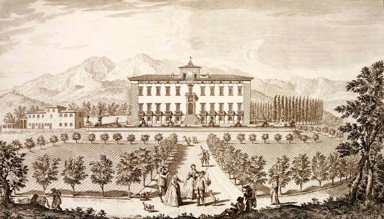 Giuseppe Bouchard द्वारा &39;व्यू ऑफ टस्कनी&39; से विला डेल बारोन का दृश्य, 1744-57 प्रकाशित द्वारा ग्यूसेप ज़ोची