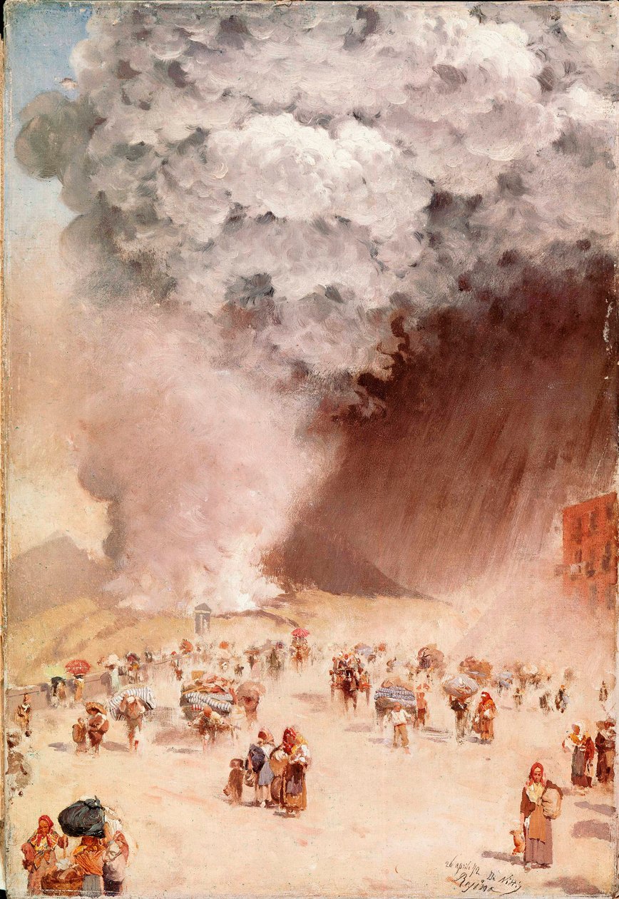 राख की बारिश या "" वेसुवे का विस्फोट "" Giuseppe De Nittis द्वारा चित्रकारी द्वारा ग्यूसेप या जोसेफ डी निटिस