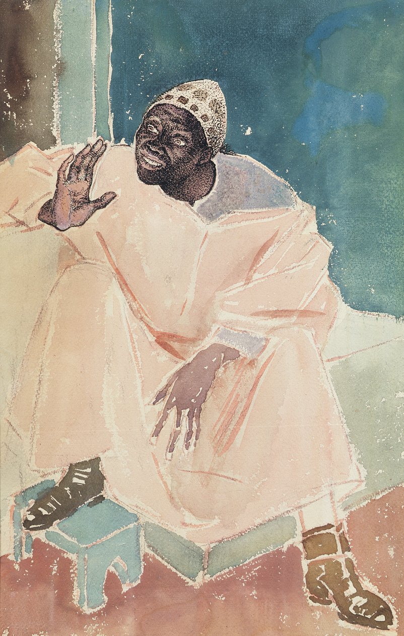 बैठा मोरक्को, 1936 (कागज पर कलम, स्याही और wc) द्वारा ग्लिन वॉरेन फिल्पोट