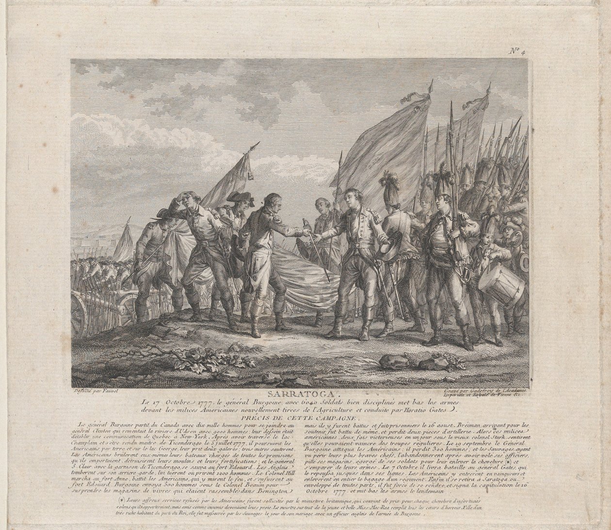 साराटोगा [sic] 17 अक्टूबर, 1777, सीए। 1777. द्वारा Godefroy