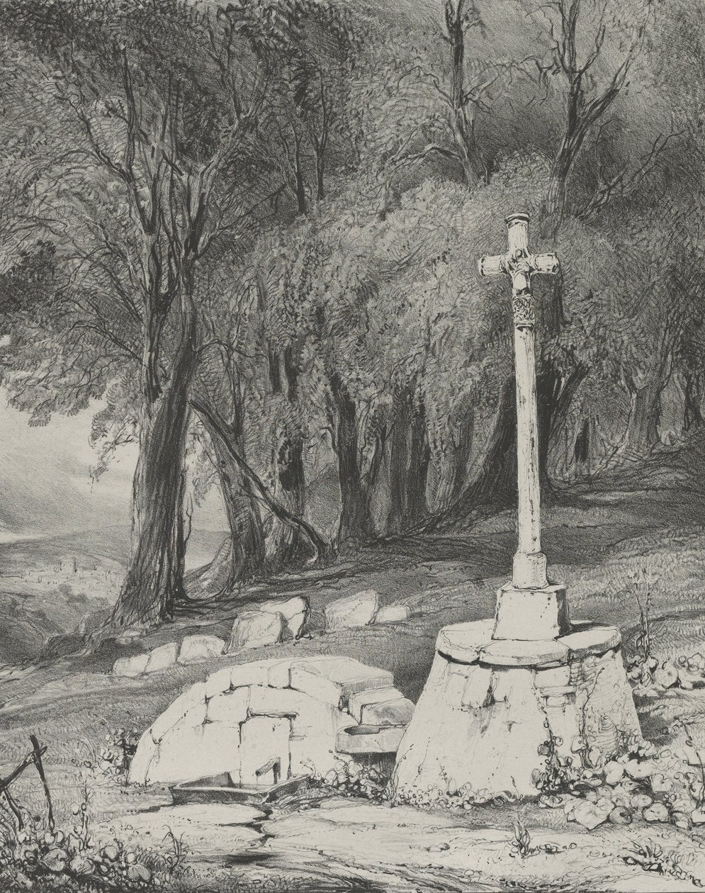 क्लरमोंट से रॉयल, 1831 तक सड़क पर क्रॉस। द्वारा गोडेफ्रॉय एंगेलमैन