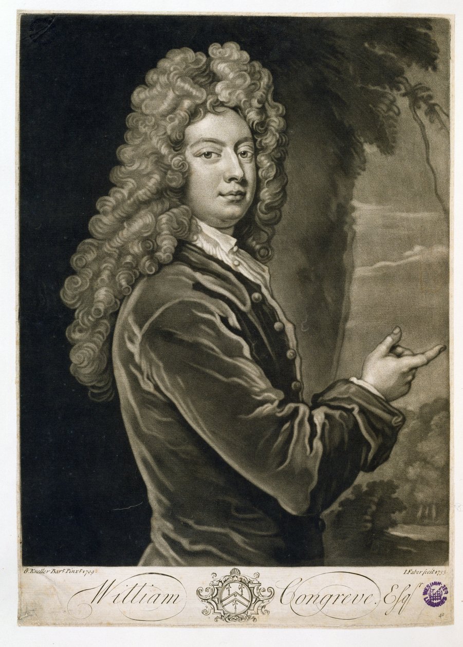 जॉन फेबर (1684-1756), 1733 द्वारा उत्कीर्ण विलियम कांग्रेव (1670-1729) द्वारा गॉडफ्रे नेलर