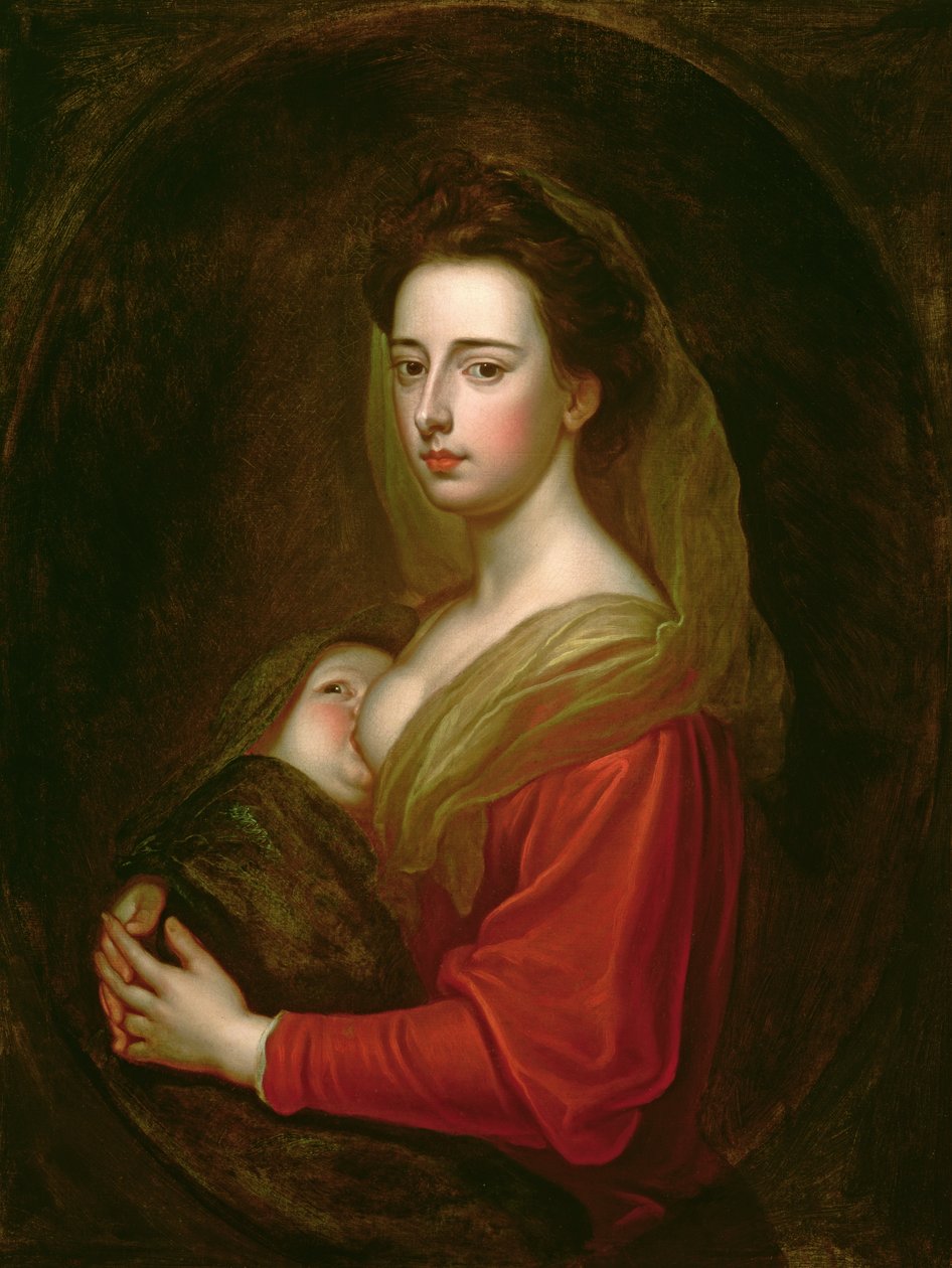 लेडी मैरी बॉयल (1566-1673) और उनके बेटे चार्ल्स बॉयल (d.1720) की पोट्रेट (चित्रित पेंट में कैनवास पर तेल) द्वारा गॉडफ्रे नेलर