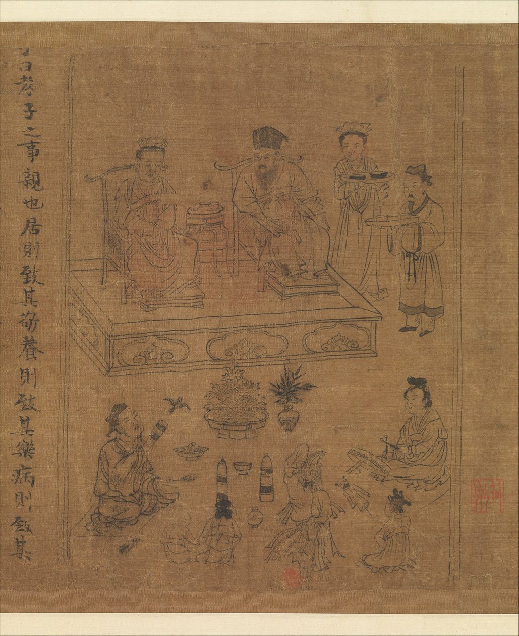 क्लासिकल ऑफ फिलिअल पोटेंसी, c.1085 (रेशम पर स्याही और रंग) द्वारा गोंगलिन ली