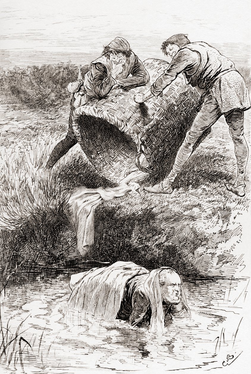 विलियम शेक्सपियर का एक दृश्य, द वर्क्स ऑफ विन्डसर्स एक्ट III, सीन III, द बक-बास्केट, द वर्क्स ऑफ विलियम शेक्सपियर से 1896 प्रकाशित द्वारा गॉर्डन फ्रेडरिक ब्राउन
