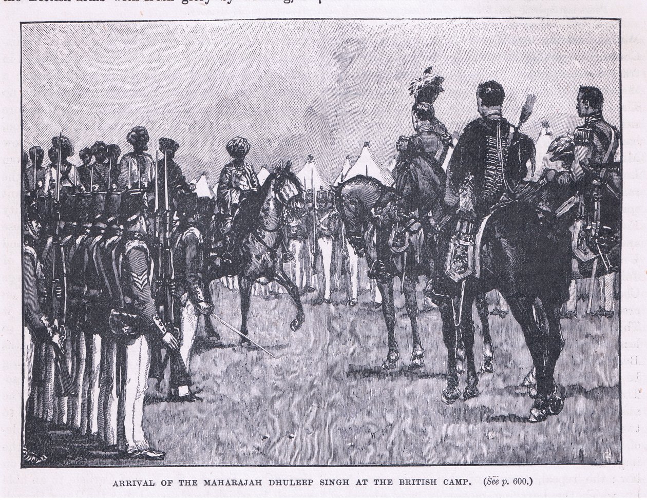 1846 ई। के ब्रिटिश शिविर में मकरजाह धलीप सिंह पर अंग्रेजों का आगमन द्वारा गॉर्डन फ्रेडरिक ब्राउन