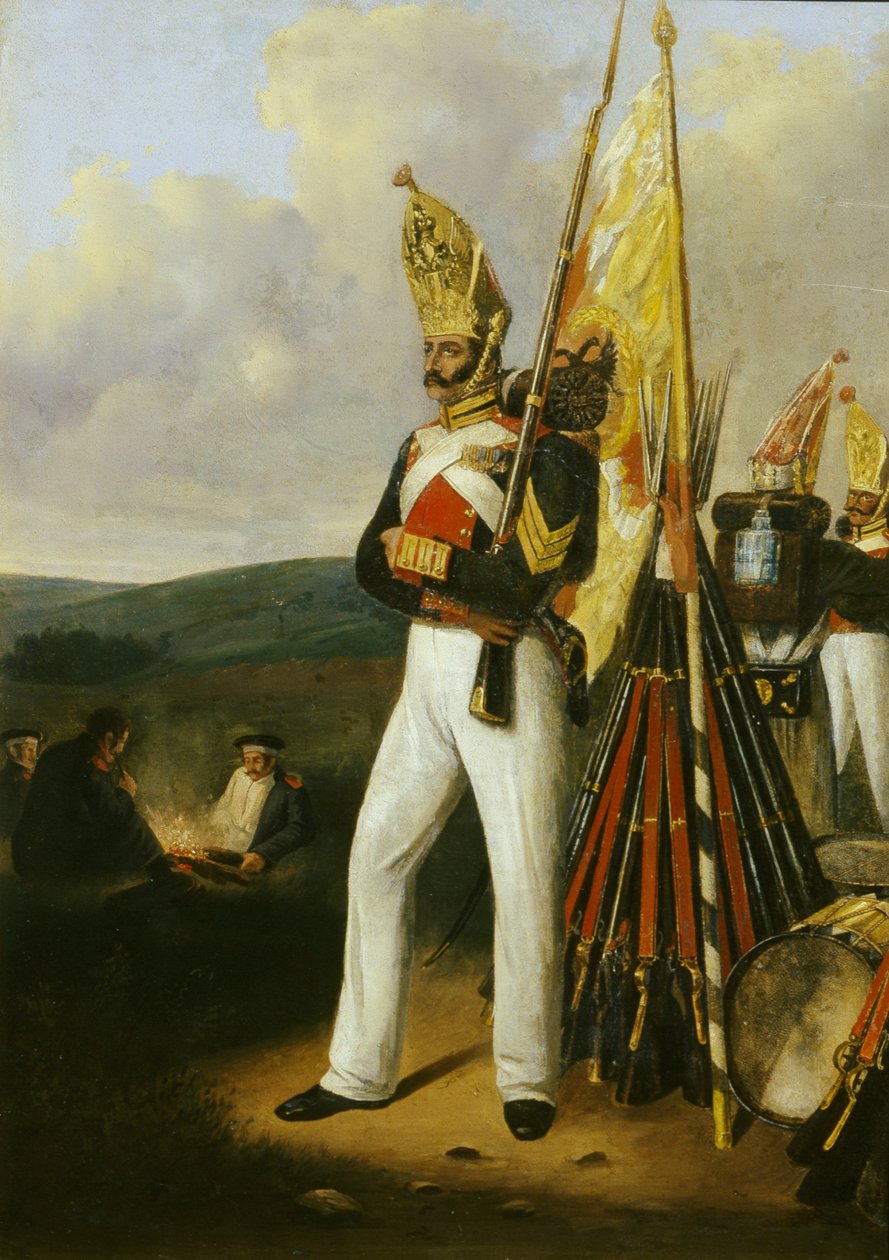 1840 के दशक के पावलोव्स्की लाइफगार्ड्स रेजिमेंट के ग्रेनेडियर द्वारा गॉटफ्रीड विलेवल्ड