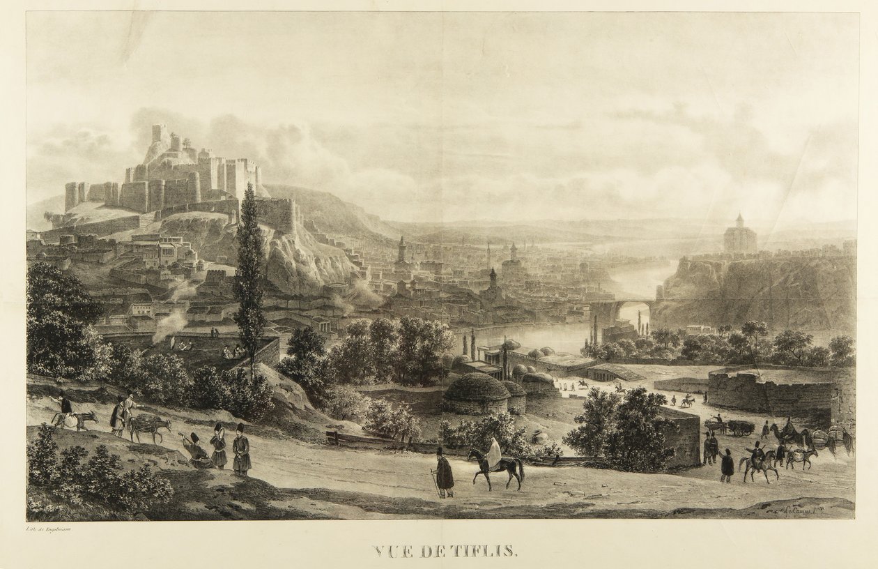 तिफ्लिस का दृश्य, 1830 का दशक द्वारा गॉटफ्रीड या गोडेफ्रो एंगेलमैन