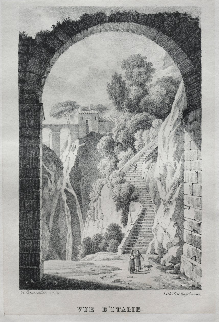 इटली का दृश्य, 1820। द्वारा गॉटफ्रीड या गोडेफ्रो एंगेलमैन