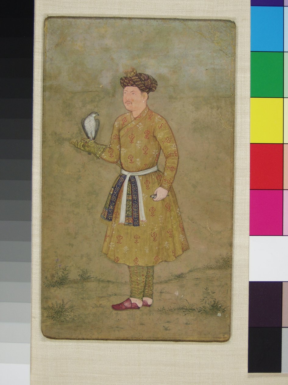 खान आलम, मुग़ल सम्राट जहाँगीर का फ़ाल्कनर और ईरान में उनका राजदूत, एक फाल्कन के साथ, c.1610-20 द्वारा गोवर्धन