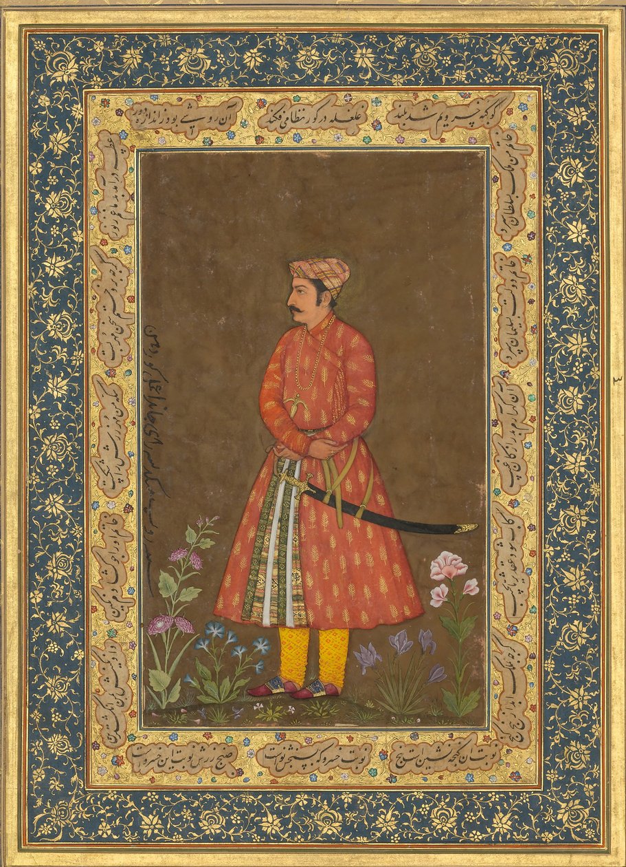 रूप सिंह का चित्र, शाहजहाँ एल्बम से फोलियो, छंद: सीए। 1615-20, रेक्टो: सीए। 1500 द्वारा गोवर्धन