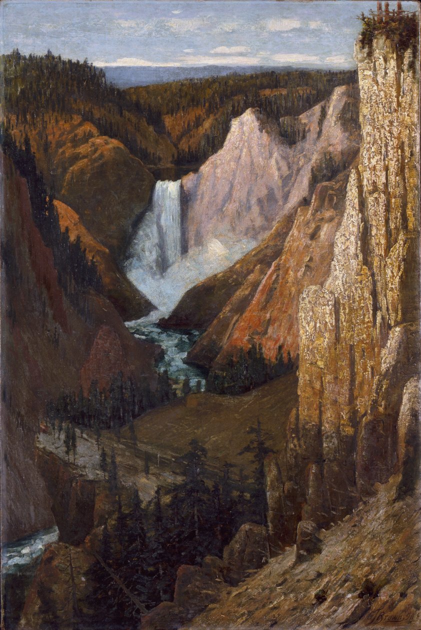 लोअर फॉल्स का दृश्य, येलोस्टोन का ग्रैंड कैन्यन, 1890। द्वारा ग्राफ्टन टायलर ब्राउन